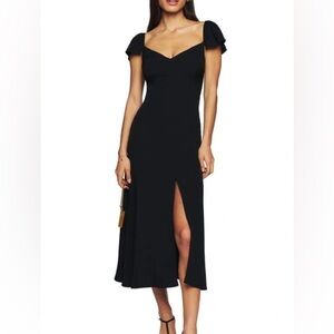 Reformation Black Midi Dress with Slit